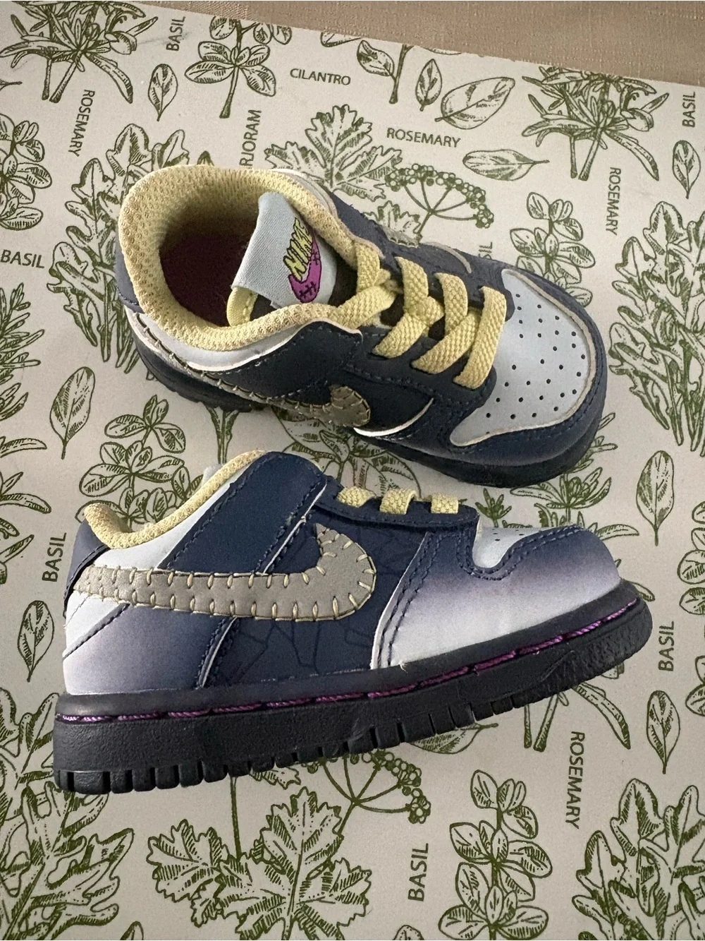 Nike Kids Dunk Low — Navy, Light Blue & Lime Accent